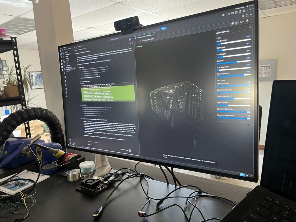 A screenshot of the wormhole led simulator running on a computer